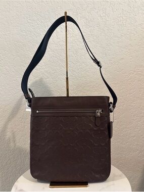 Coach Unisex Dark Brown Signature Messenger Bag NWT